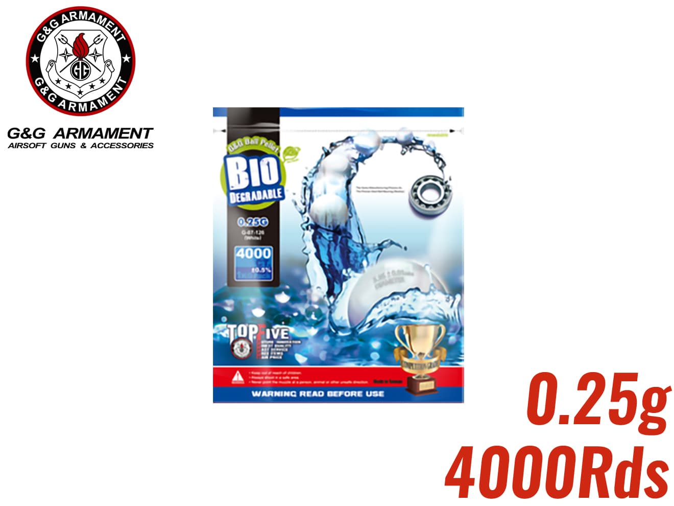 G&G バイオBB弾 1kg [0.2g 5000発 / 0.23g 4350発 / 0.25g 4000発 / 0.28g 3571発]