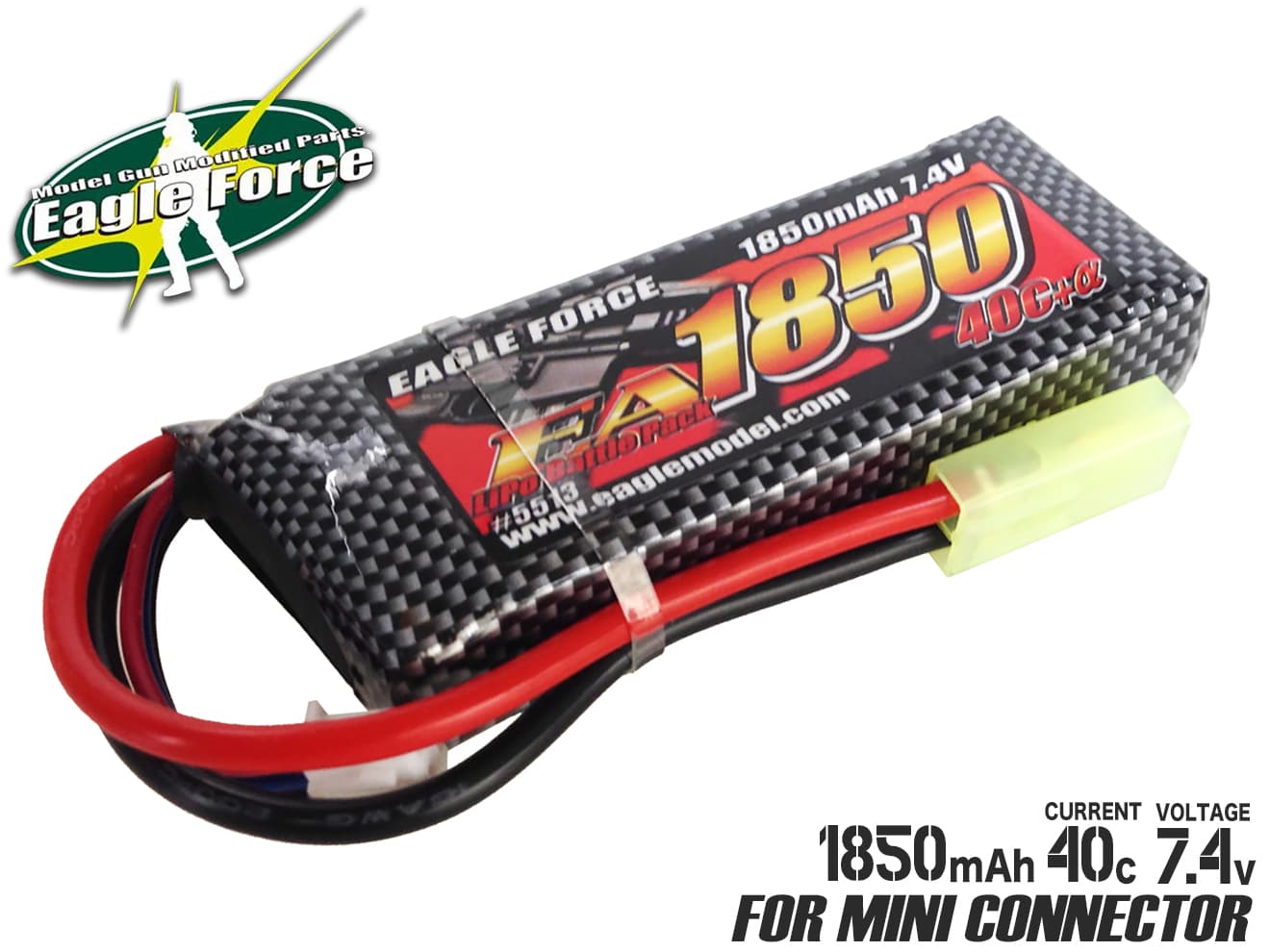 EAGLE FORCE EA1850 7.4V 1850mAh 40C+α Li-Poバッテリー [コネクタ：ミニS / 次世代(MR30)]