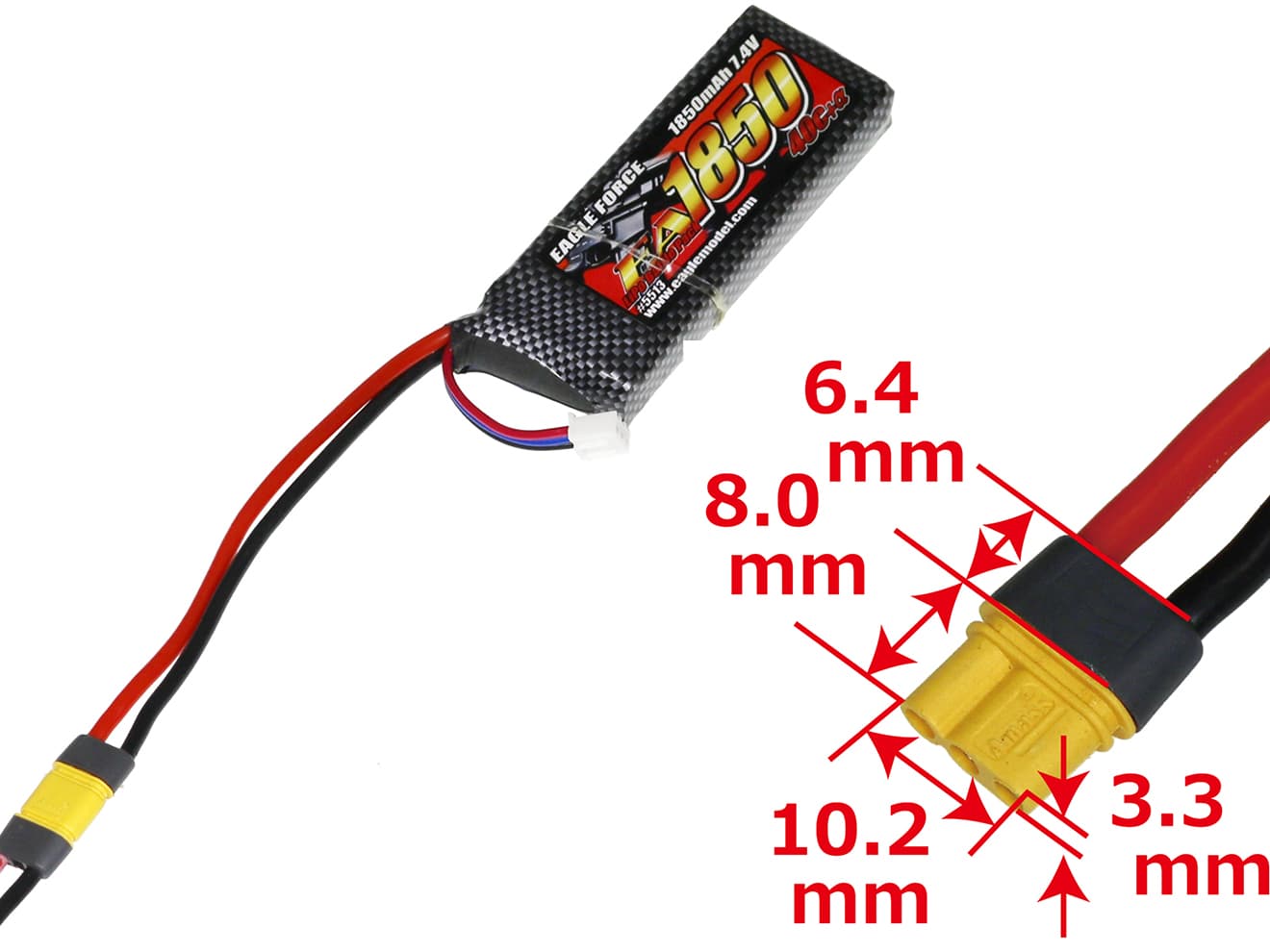 EAGLE FORCE EA1850 7.4V 1850mAh 40C+α Li-Poバッテリー [コネクタ：ミニS / 次世代(MR30)]