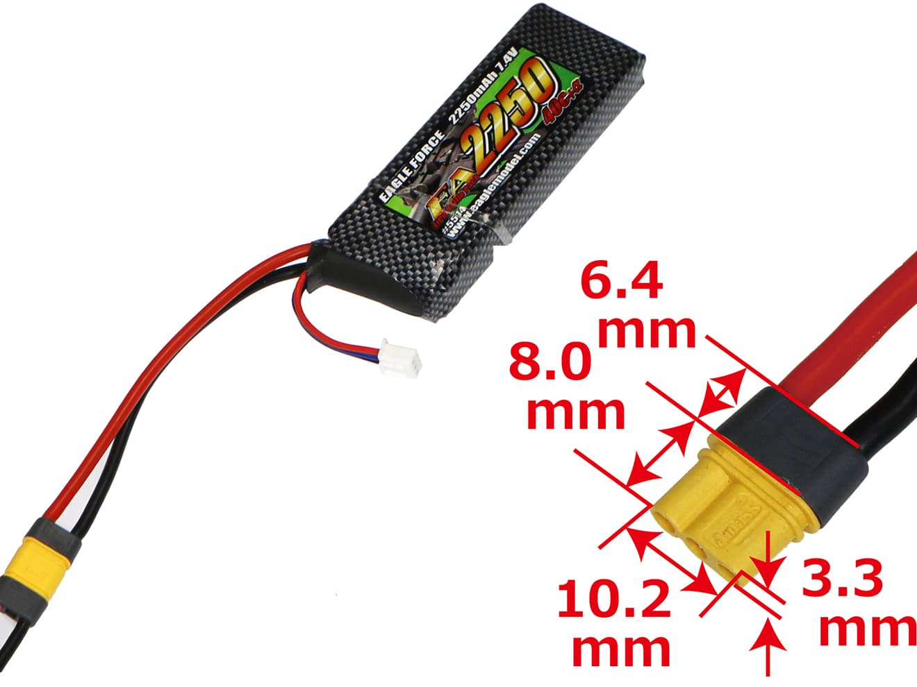 EAGLE FORCE EA2250 7.4V 2250mAh 40C+α Li-Poバッテリー [コネクタ：ミニS / 次世代(MR30)]