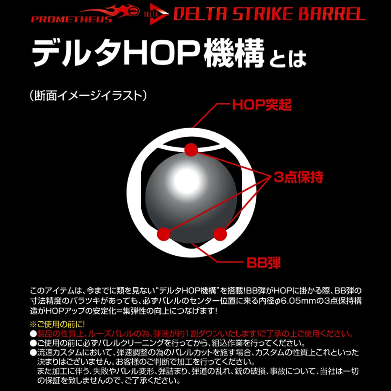 LayLax PROMETHEUS デルタストライクバレル(Φ6.20mmインナーバレル) 電動ガン用 [長さ：110mm / 300mm / 363mm / 433mm]