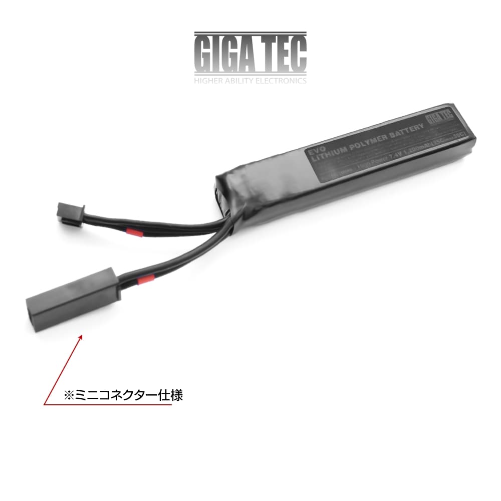 LayLax GIGA TEC EVOリポバッテリー7.4V [容量・タイプ：1100mAh AKスティックタイプ / 1200mAh ストックインタイプ / 1200mAh ストックインタイプ T型コネクタ]