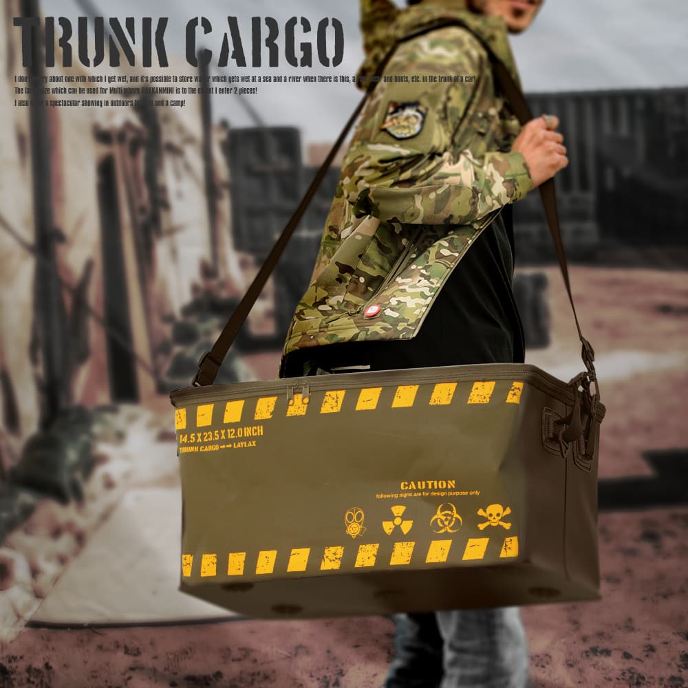 LayLax satellite トランクカーゴ コンテナボックス フタ付きモデル セミハードタイプ [カラー：OD・BK / OD・YL]