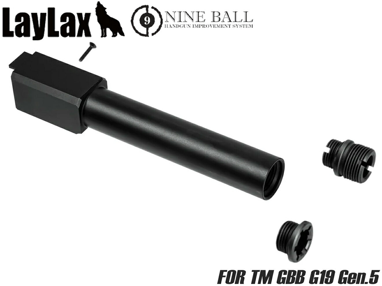 Laylax NINEBALL ノンリコイル 2WAY アウターバレル[東京マルイ GBB G19 Gen.5 MOS用] [カラー：ブラック / ゴールド / シルバー]