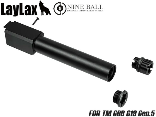 Laylax NINEBALL ノンリコイル 2WAY アウターバレル[東京マルイ GBB G19 Gen.5 MOS用] [カラー：ブラック / ゴールド / シルバー]