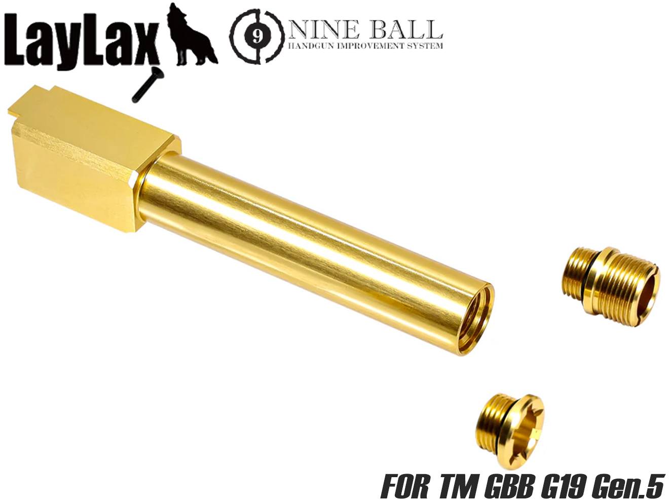 Laylax NINEBALL ノンリコイル 2WAY アウターバレル[東京マルイ GBB G19 Gen.5 MOS用] [カラー：ブラック / ゴールド / シルバー]