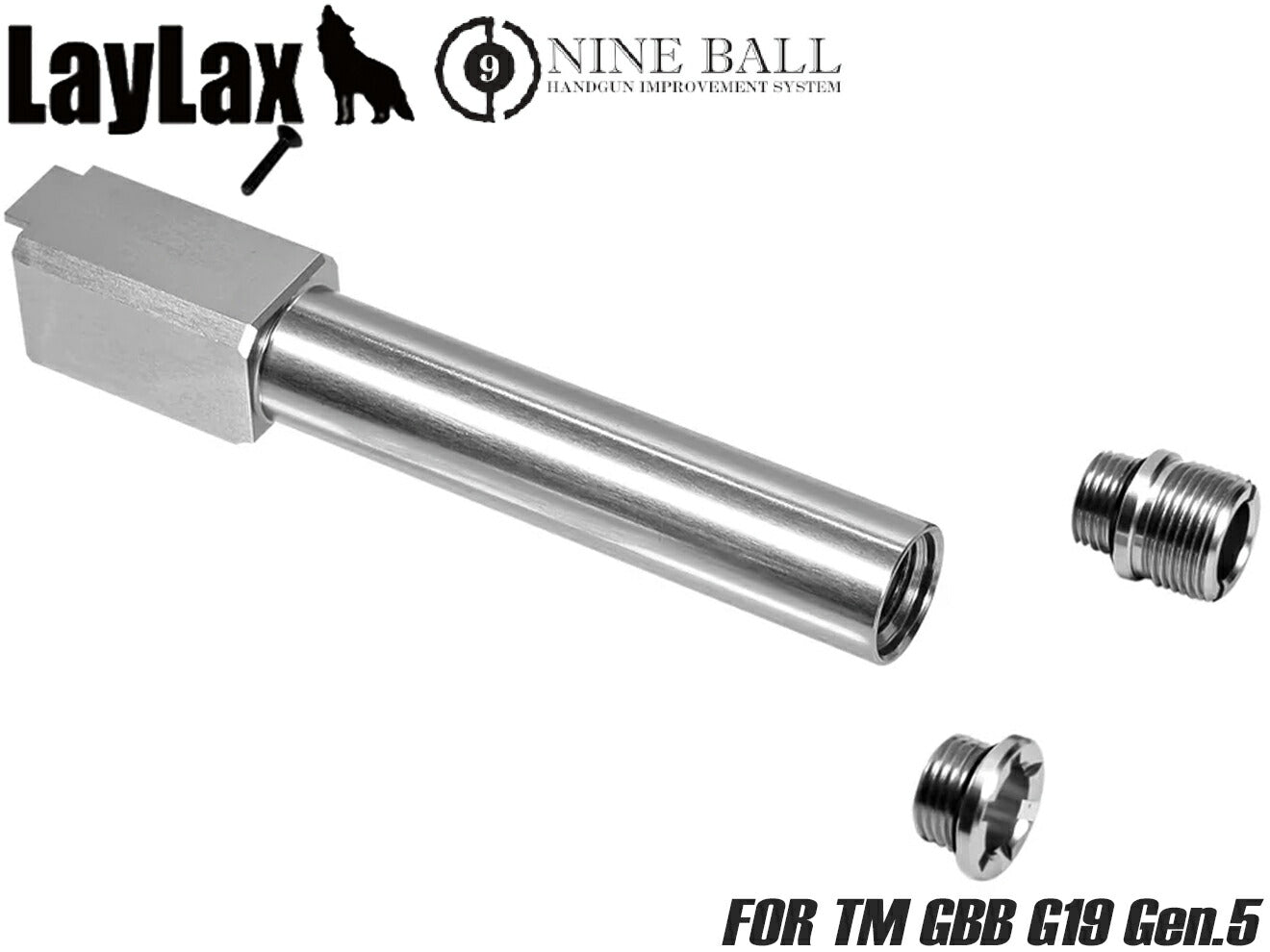 Laylax NINEBALL ノンリコイル 2WAY アウターバレル[東京マルイ GBB G19 Gen.5 MOS用] [カラー：ブラック / ゴールド / シルバー]