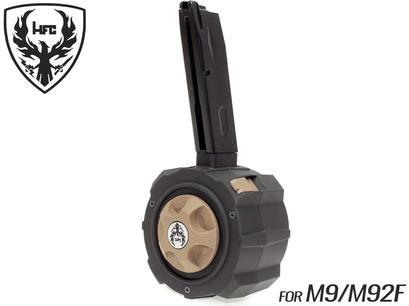 HFC ガスドラムマガジン 145Rds [適合：GLOCK / M9/M92F]