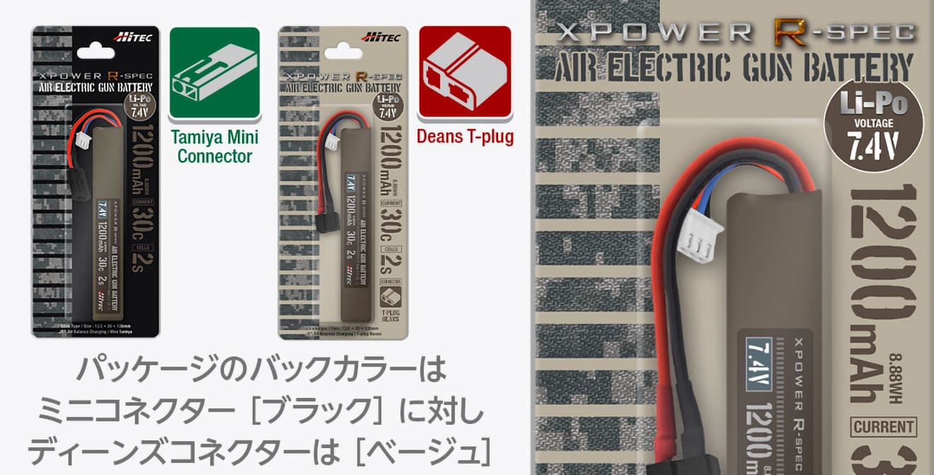 ハイテック Li-Po 7.4V 30C 2S(ディーンズ) [容量：1000mAh / 1200mAh]【ゆうパケット可】