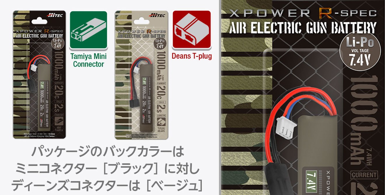 ハイテック Li-Po 7.4V 1000mAh 20C 2Sリポバッテリー [コネクター：タミヤ7.2V ミニS / ディーンズ2P]