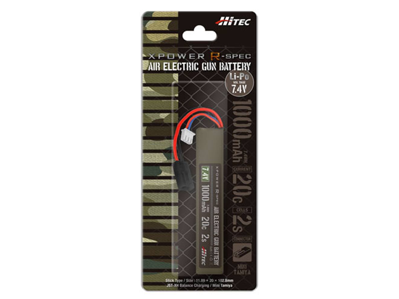 ハイテック Li-Po 7.4V 1000mAh 20C 2Sリポバッテリー [コネクター：タミヤ7.2V ミニS / ディーンズ2P]