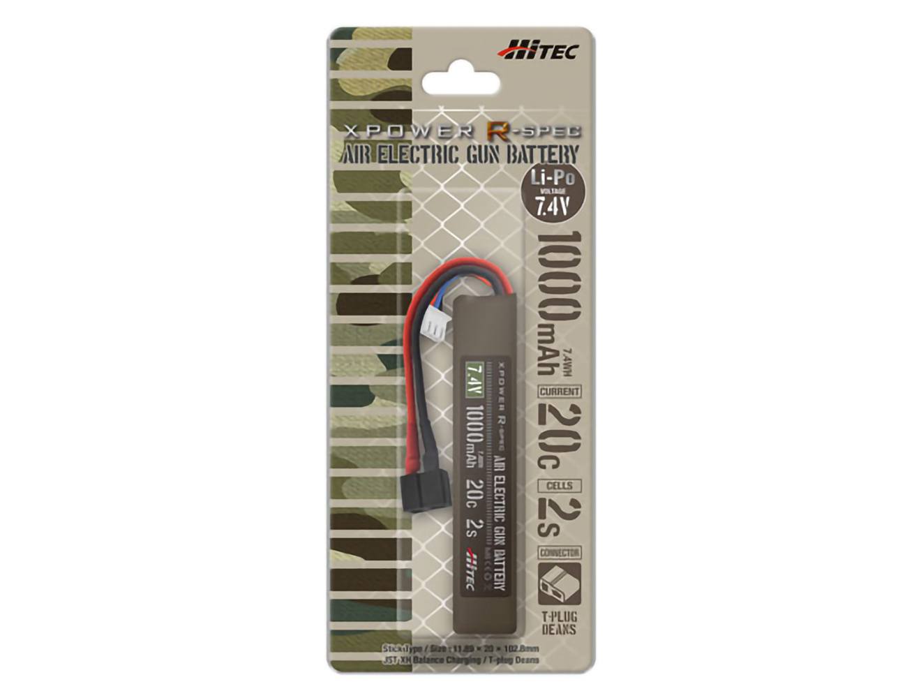 ハイテック Li-Po 7.4V 1000mAh 20C 2Sリポバッテリー [コネクター：タミヤ7.2V ミニS / ディーンズ2P]