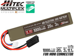 ハイテック Li-Po 11.1V 1000mAh 20C 3Sリポバッテリー [コネクター：タミヤ7.2V ミニS / ディーンズ2P]