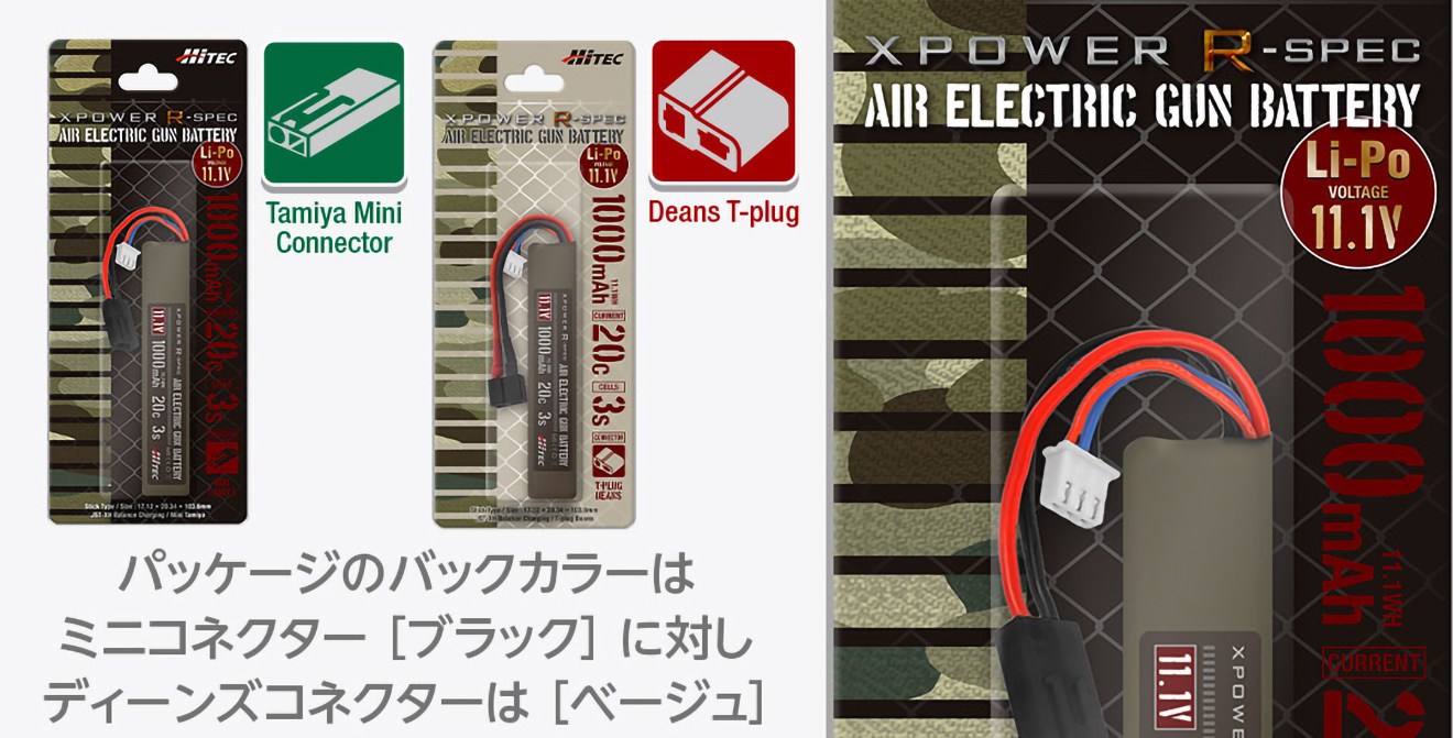 ハイテック Li-Po 11.1V 1000mAh 20C 3Sリポバッテリー [コネクター：タミヤ7.2V ミニS / ディーンズ2P]