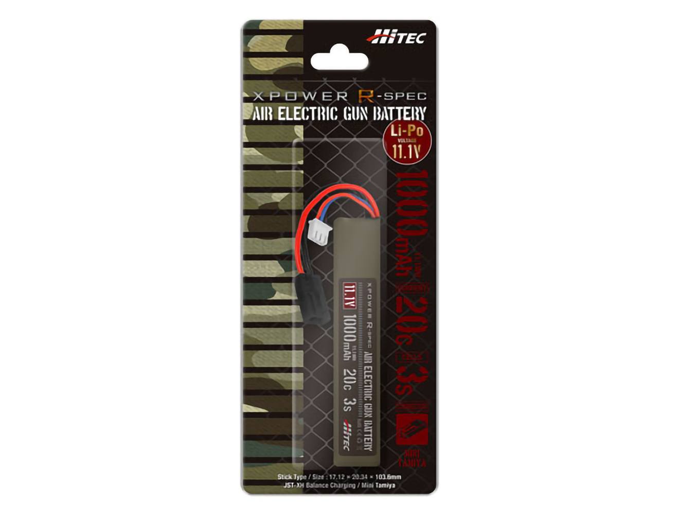 ハイテック Li-Po 11.1V 1000mAh 20C 3Sリポバッテリー [コネクター：タミヤ7.2V ミニS / ディーンズ2P]