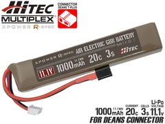 ハイテック Li-Po 11.1V 1000mAh 20C 3Sリポバッテリー [コネクター：タミヤ7.2V ミニS / ディーンズ2P]
