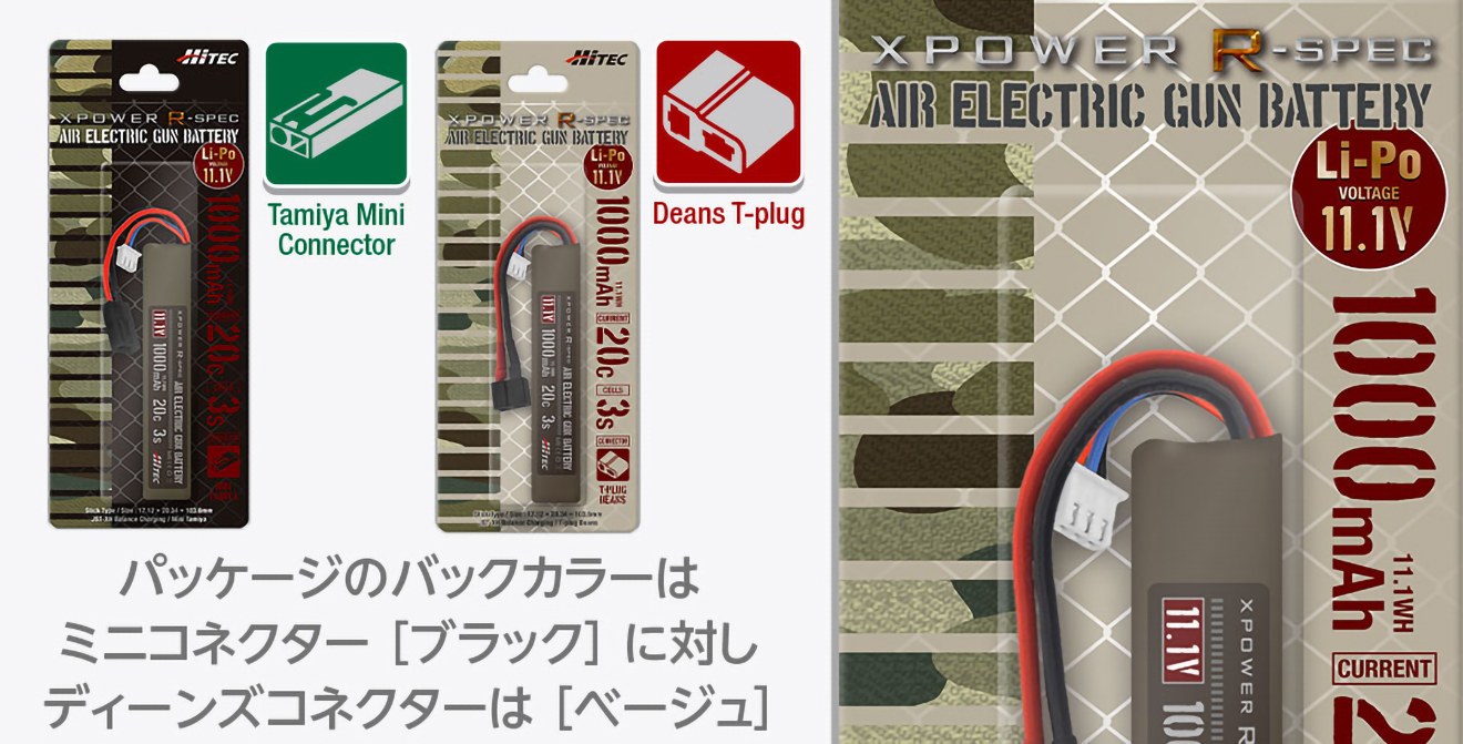 ハイテック Li-Po 11.1V 1000mAh 20C 3Sリポバッテリー [コネクター：タミヤ7.2V ミニS / ディーンズ2P]