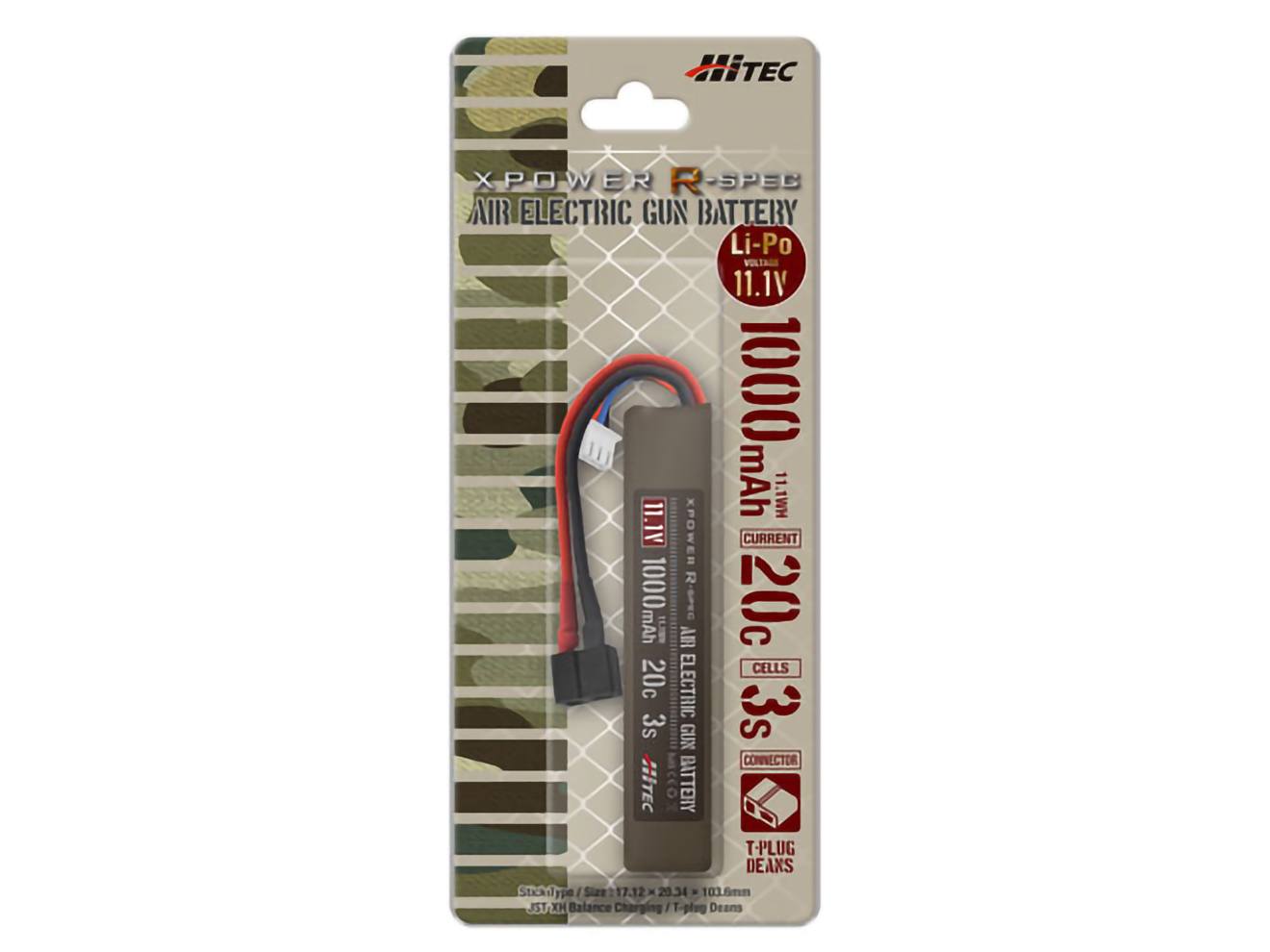 ハイテック Li-Po 11.1V 1000mAh 20C 3Sリポバッテリー [コネクター：タミヤ7.2V ミニS / ディーンズ2P]