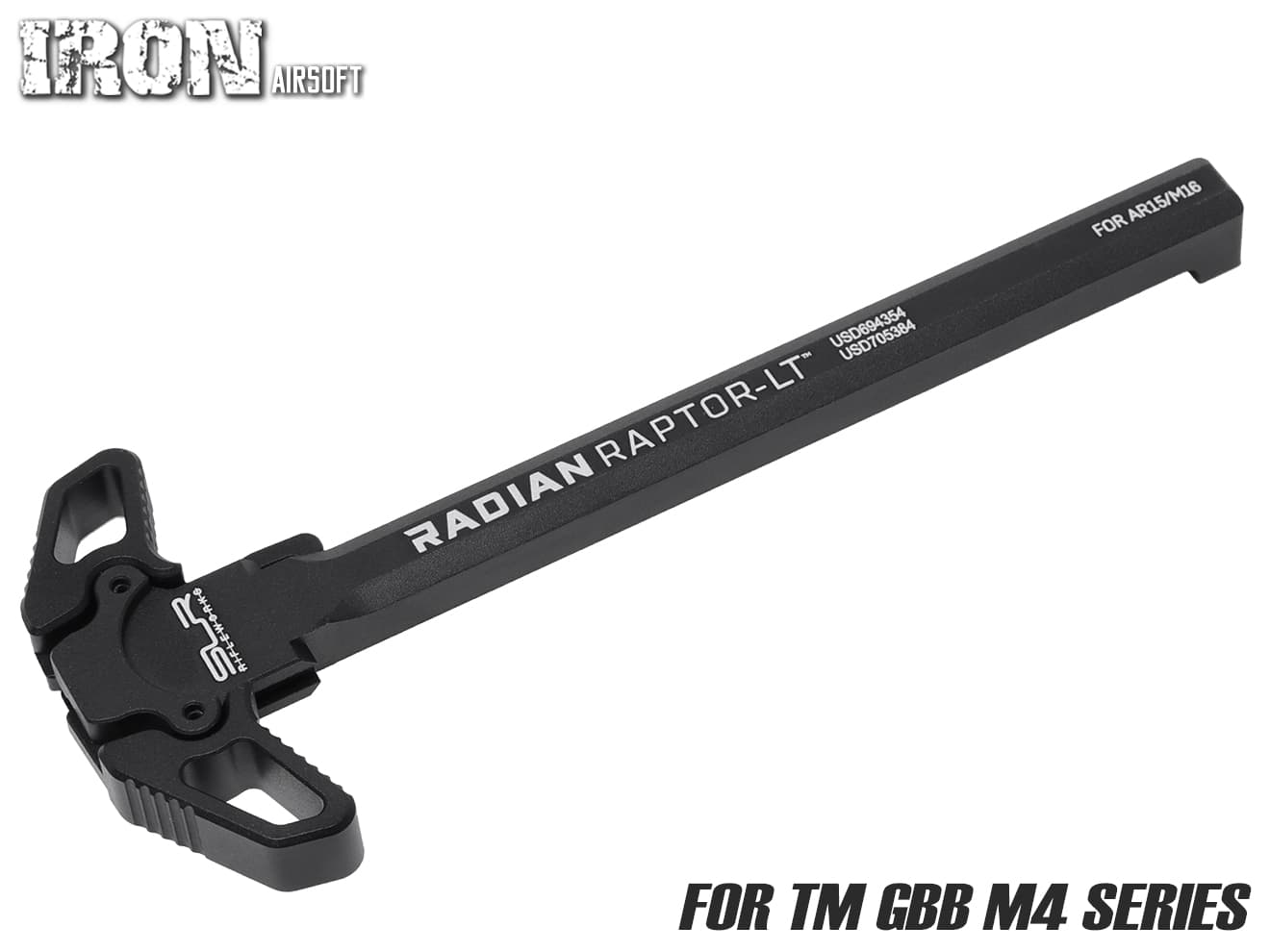 IRON AIRSOFT Raptorスタイル アンビチャージングハンドル M4 MWS [マーキング：RAINER ARMS / NOVESKE / AXTS / GEISSELE / SAI / SLR]