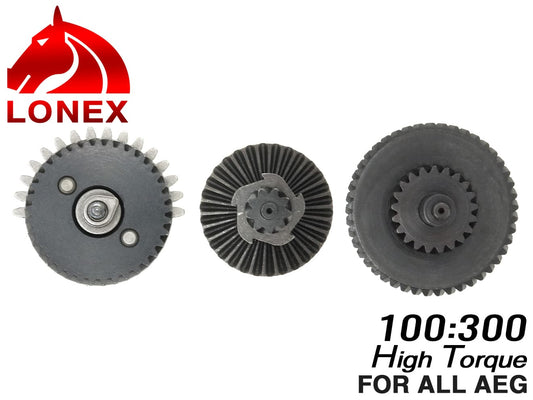LONEX 100:300 強化スチール ヘリカルギアセット