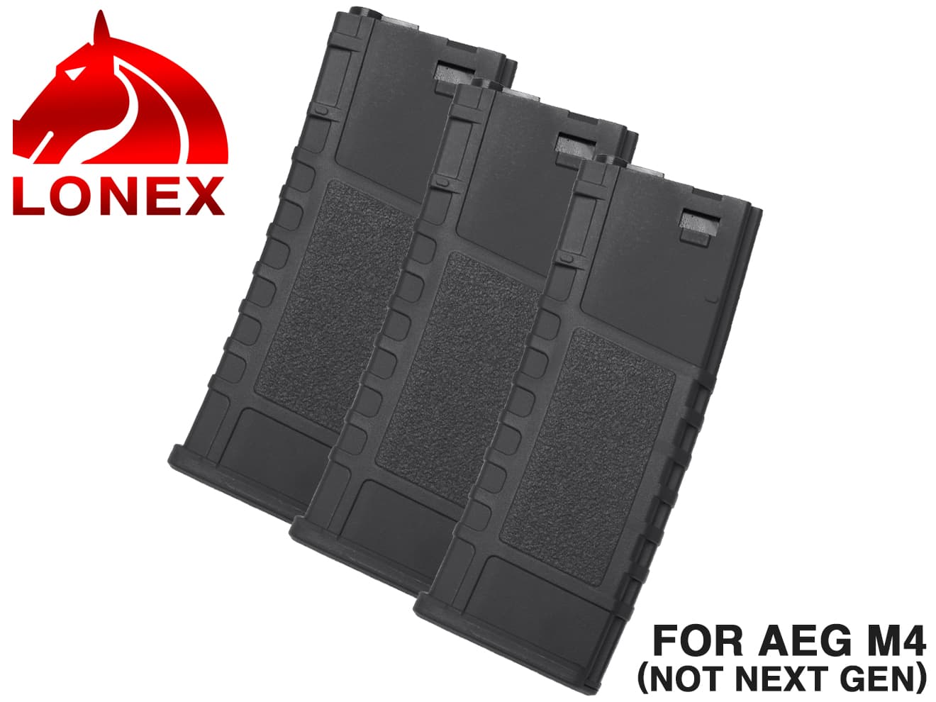 LONEX ハイキャパシティ 200Rds ポリマーマガジン AEG M4 [カラー・本数：ブラック・6本セット / ブラック・3本セット / DE・6本セット / DE・3本セット]