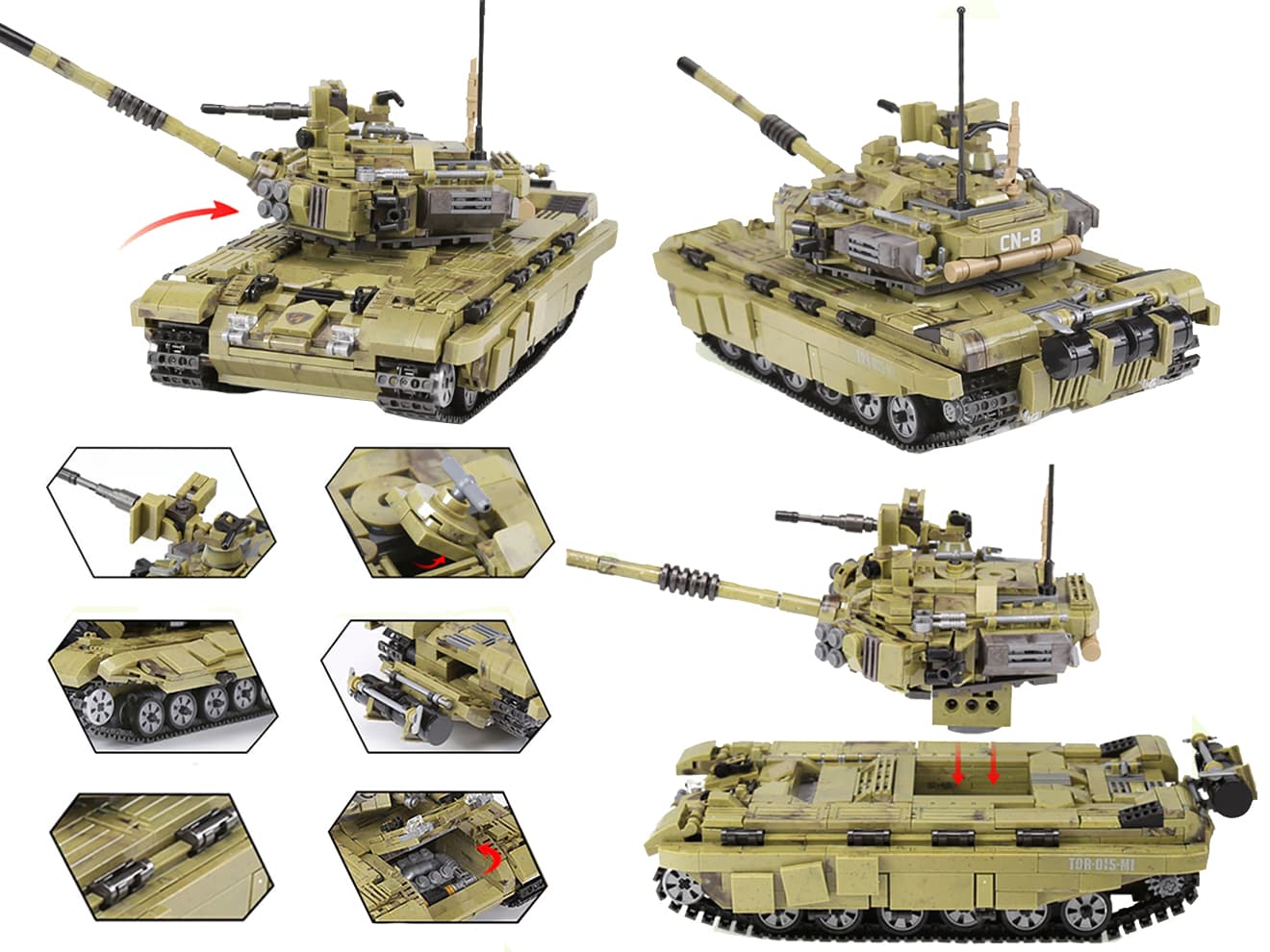 CaDA ブロックキット 戦車 T-90 タンク 1,722ピースその他 - 模型 