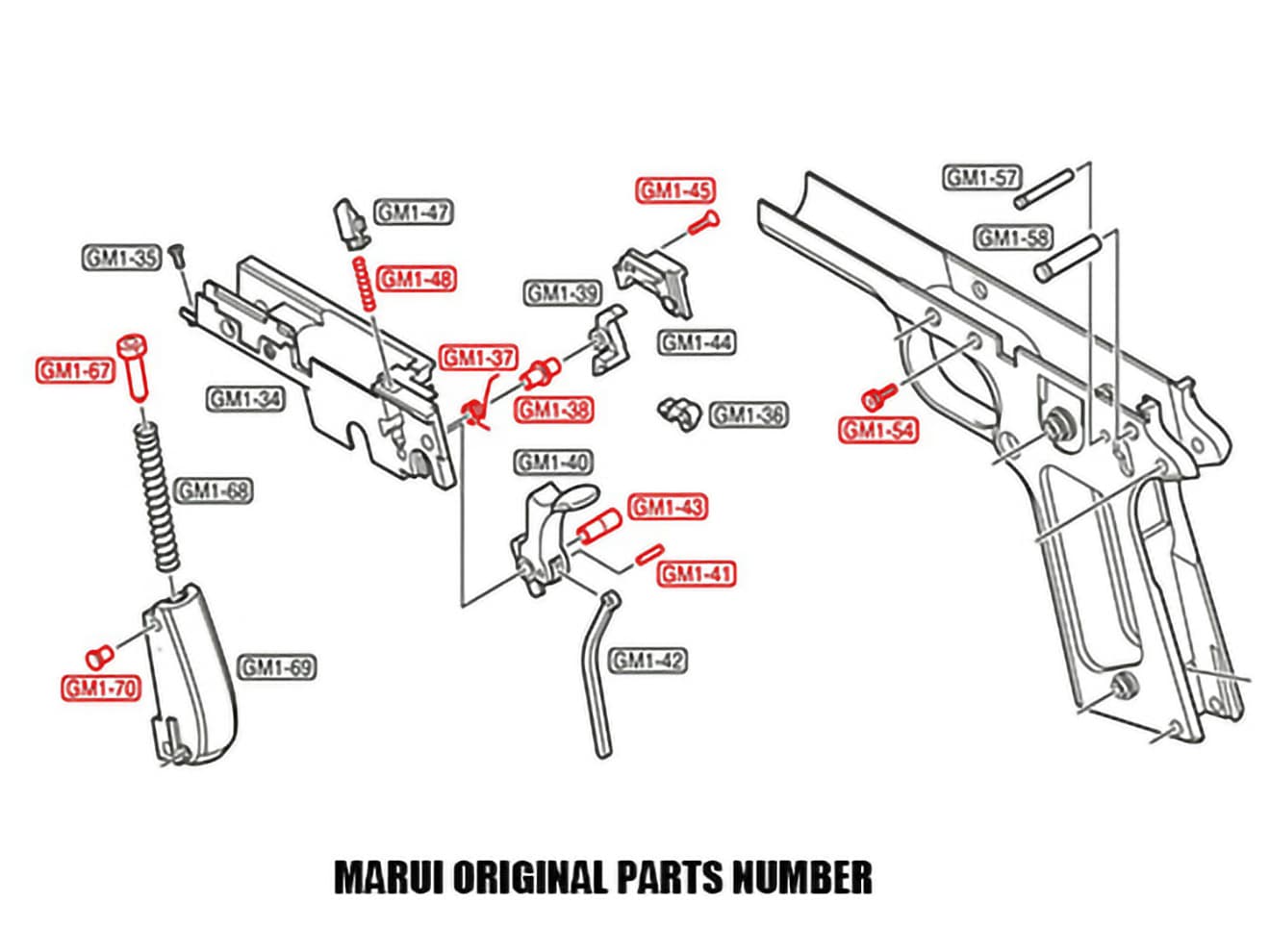 GUARDER ハンマーシャーシ インナーパーツセット for マルイ M1911A1/MEU/M45A1/S70/Detonics
