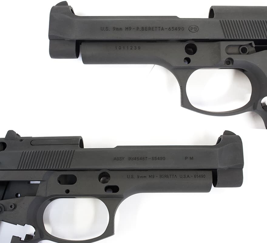 GUARDER M9 アルミスライド&フレーム US 9mm PB刻印 for マルイ M92F [カラー：ブラック / ダークグレイ]