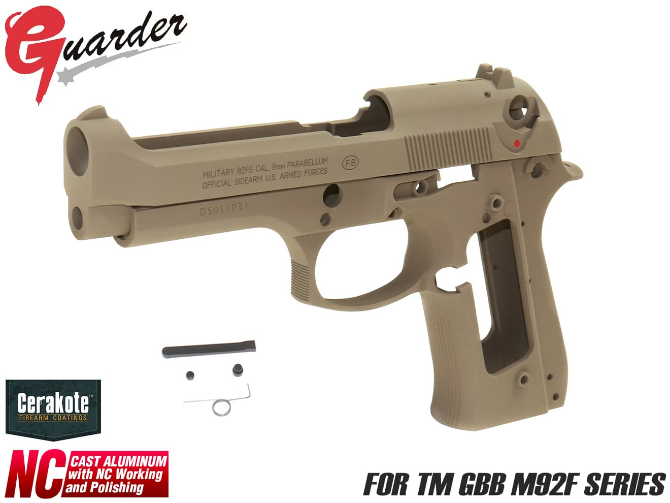 GUARDER M9 DesertStorm アルミスライド＆フレーム マルイM92Fシリーズ [カラー：ブラック / Cerakote FDE]