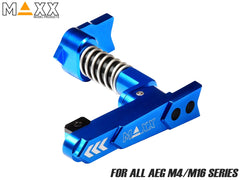 MAXX アルミCNC アドバンスド マガジンキャッチ Style A for AEG M4 [カラー：ブラック / ブルー / ゴールド / レッド]