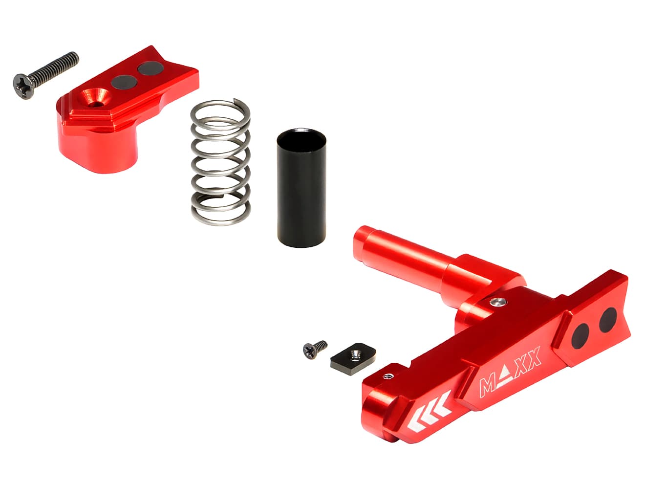 MAXX アルミCNC アドバンスド マガジンキャッチ Style A for AEG M4 [カラー：ブラック / ブルー / ゴールド / レッド]