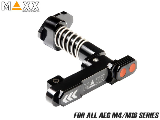 MAXX アルミCNC アドバンスド マガジンキャッチ Style B for AEG M4 [カラー：ブラック / ブルー / ゴールド / レッド]