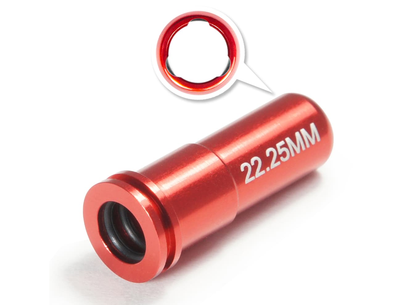 MAXX アルミCNC ダブルOリング エアシールノズル [長さ：19.5mm / 20.5mm / 20.75mm / 21mm / 21.25mm / 21.5mm / 21.75mm / 22mm / 22.25mm / 22.5mm]