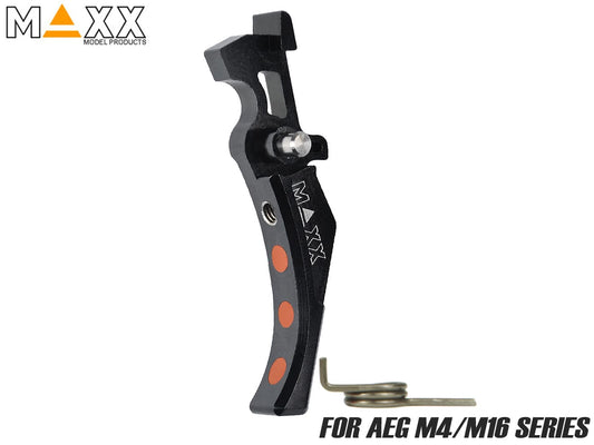 MAXX アルミCNC アドバンスド トリガー type D for AEG M4 [カラー：ブラック / オレンジ / シルバー / レッド / ブルー / チタン]