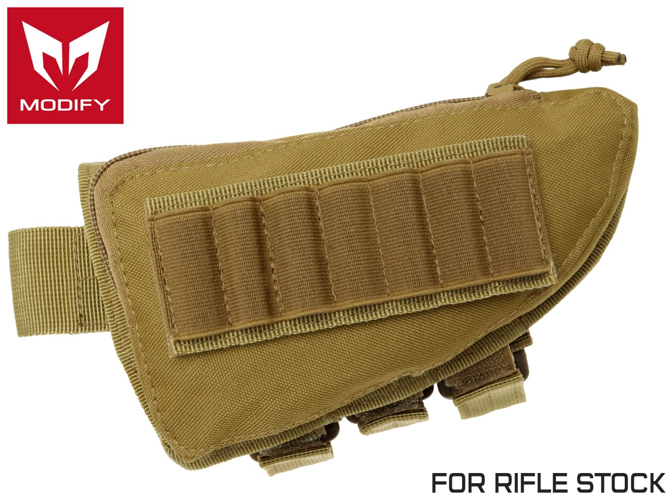 MODIFY ライフル ストック アンモポーチ チークパッド付 [カラー：ブラック / タン]