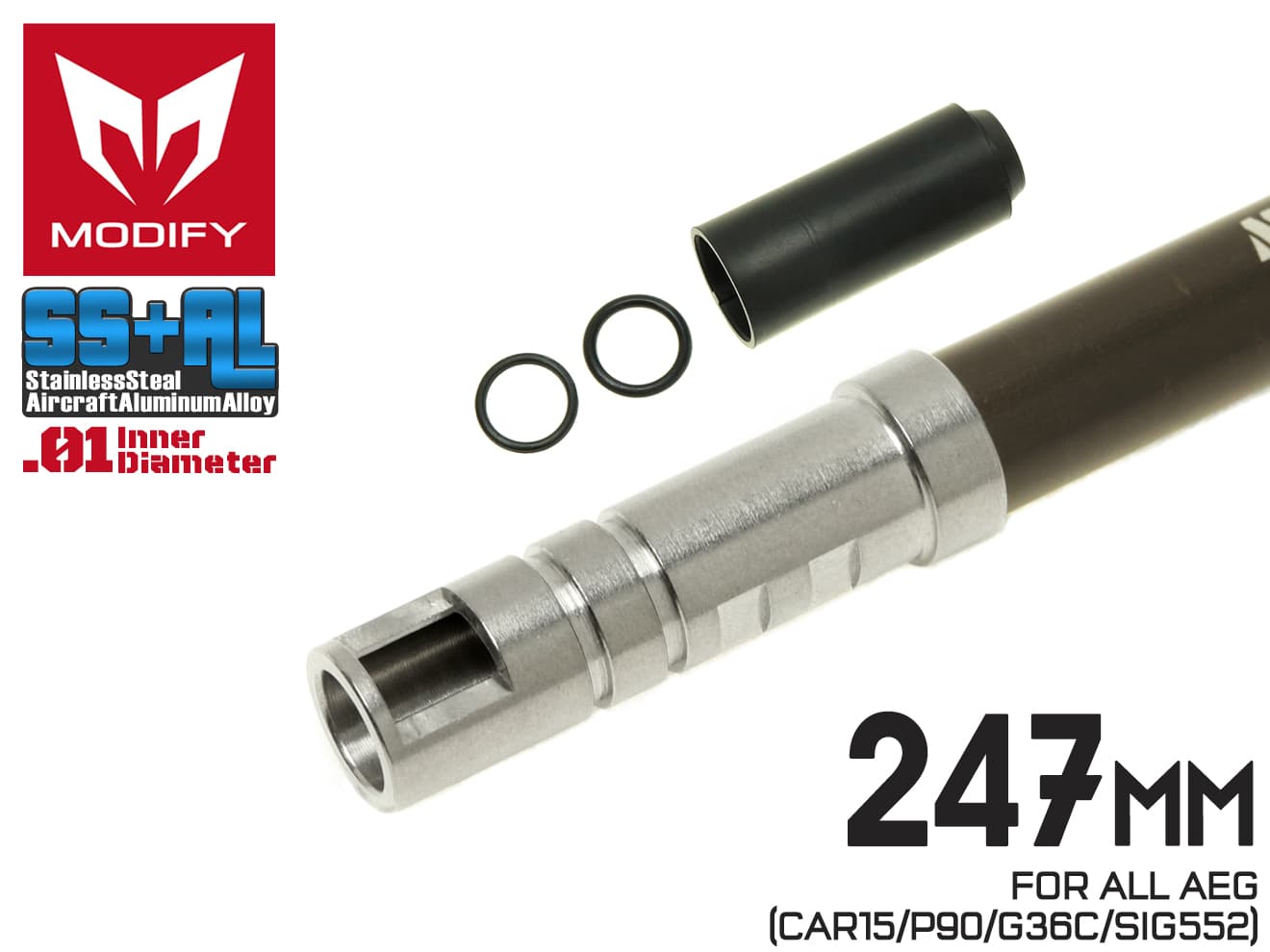MODIFY AEG 6.01 ハイブリッド プレシジョンインナーバレル SS+AL [長さ：141mm / 229mm / 247mm / 285mm / 300mm / 363mm / 407mm / 455mm / 469mm / 500mm / 509mm / 550mm / 590mm / 650mm]