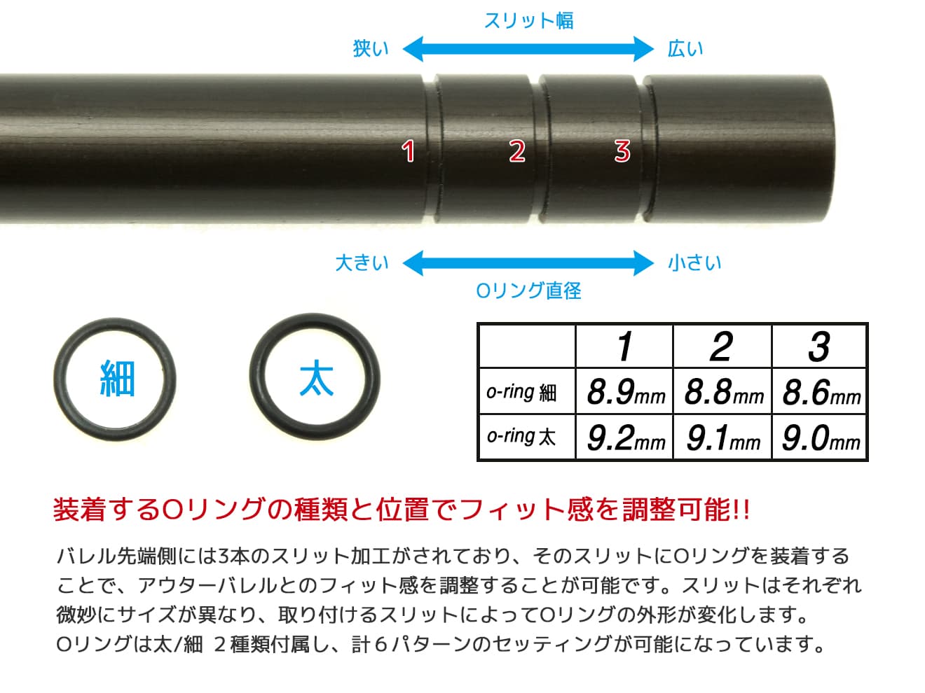 MODIFY AEG 6.01 ハイブリッド プレシジョンインナーバレル SS+AL [長さ：141mm / 229mm / 247mm / 285mm / 300mm / 363mm / 407mm / 455mm / 469mm / 500mm / 509mm / 550mm / 590mm / 650mm]