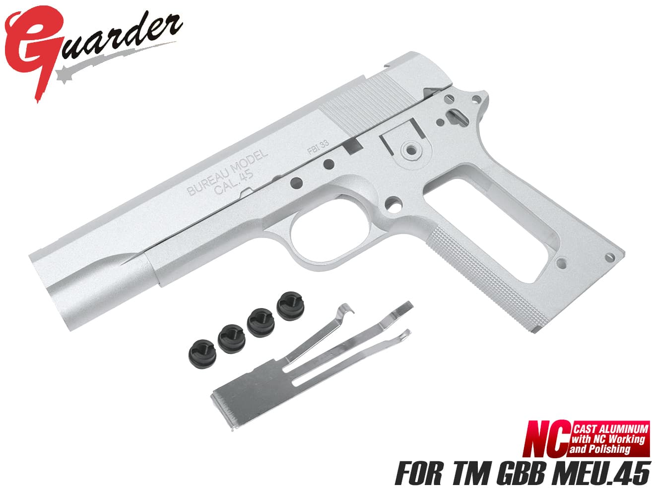 GUARDER アルミスライド＆フレームキット SPRING FIELD刻印 FBI Ver 東京マルイ GBB MEU用 [カラー：ブラック / シルバー]