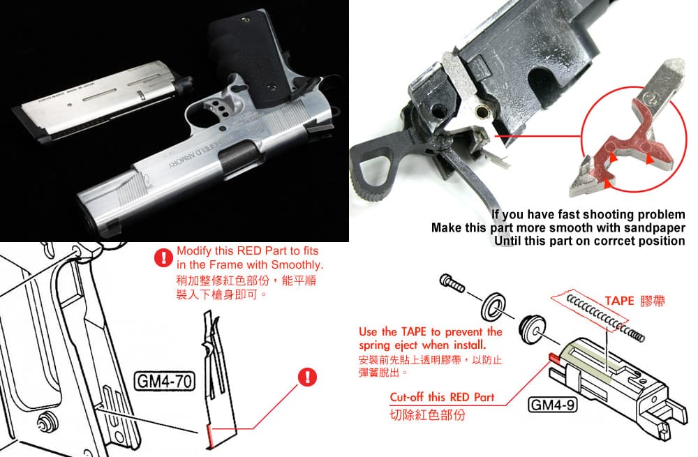 GUARDER アルミスライド＆フレームキット SPRING FIELD刻印 FBI Ver 東京マルイ GBB MEU用 [カラー：ブラック / シルバー]