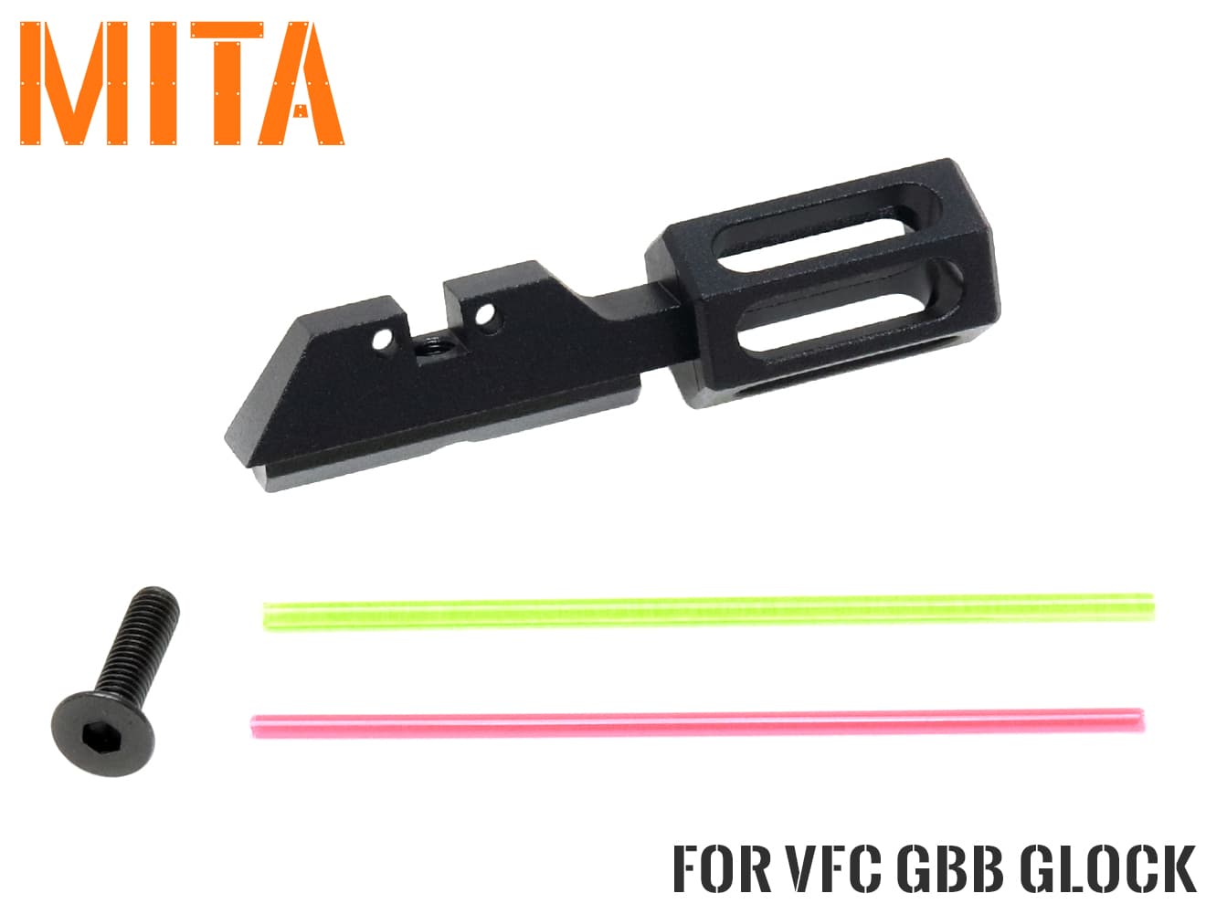 MITA アルミCNC ファイバー リアサイト w / コッキングハンドル for VFC GLOCK シリーズ [形状：A / B / C]