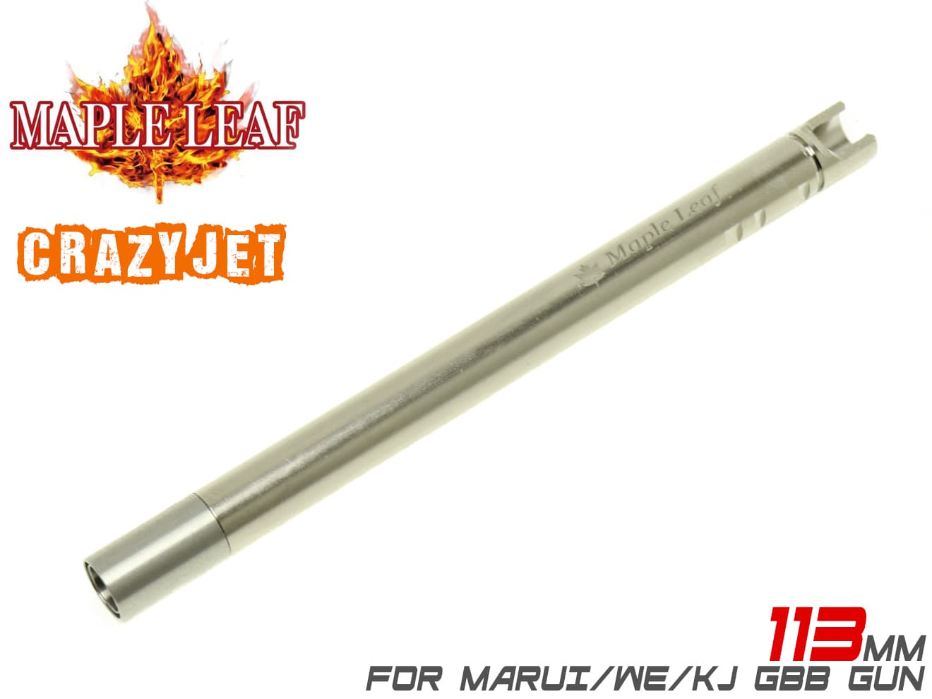 Maple Leaf Crazy Jet インナーバレル for GBBハンドガン・SMG [長さ：80mm / 84mm / 91mm / 97mm / 100mm / 100mm(HK専用) / 106mm / 113mm / 117mm / 120mm / 133mm / 138mm / 150mm / 180mm]
