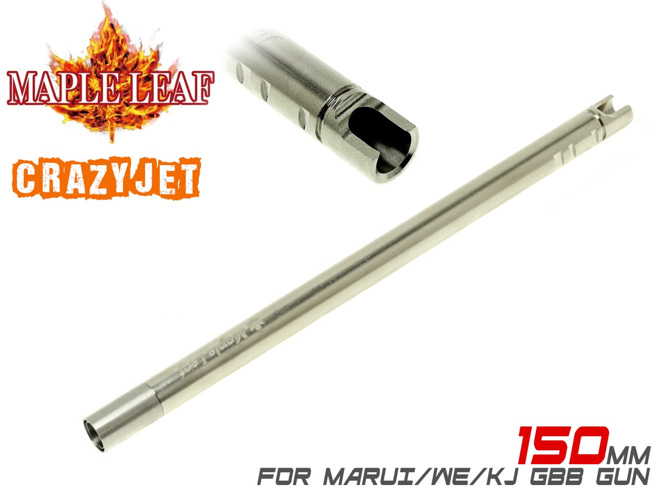 Maple Leaf Crazy Jet インナーバレル for GBBハンドガン・SMG [長さ：80mm / 84mm / 91mm / 97mm / 100mm / 100mm(HK専用) / 106mm / 113mm / 117mm / 120mm / 133mm / 138mm / 150mm / 180mm]
