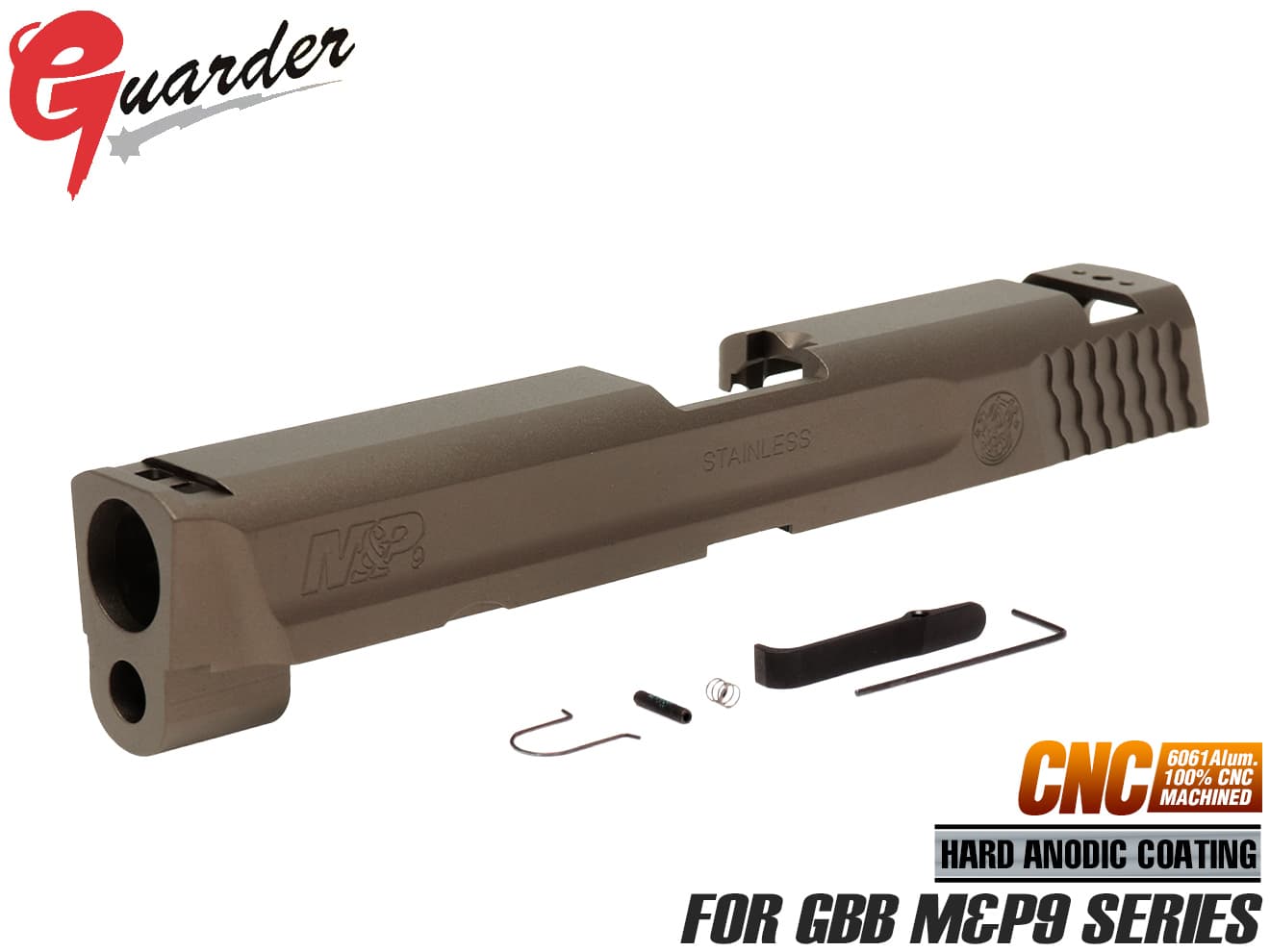 GUARDER CNC A6061 アルミスライド 9mm マルイ GBB M&P9用 [カラー：BK / TAN]