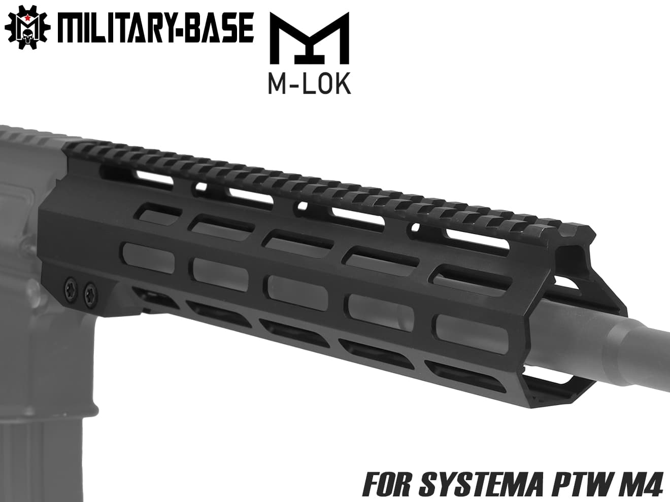 MILITARY BASE ASタイプ M-LOK スリムライトウェイト レール for PTW [サイズ：7inch / 9inch / 10inch / 12inch / 13.5inch / 15inch / 17inch]