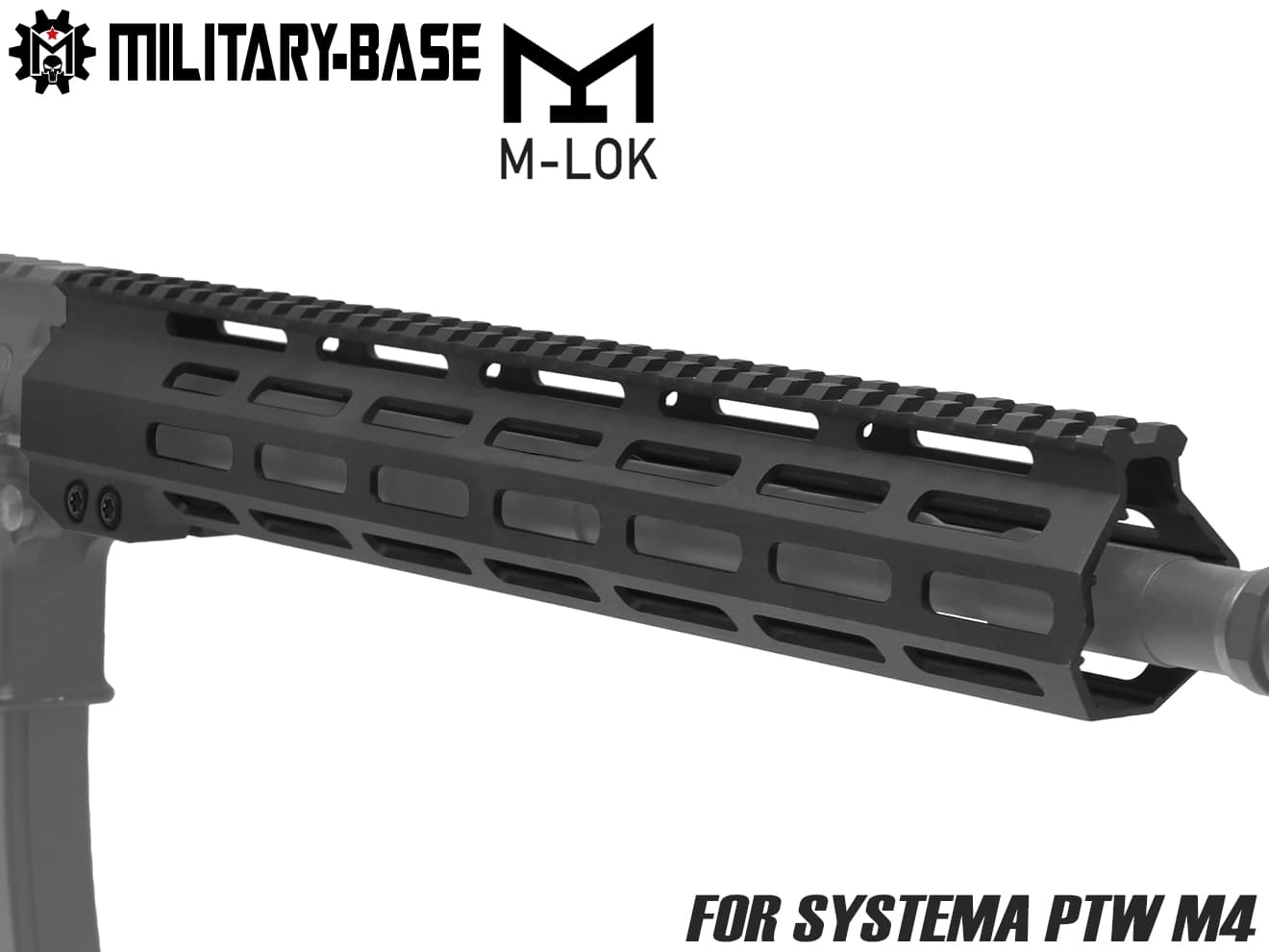 MILITARY BASE ASタイプ M-LOK スリムライトウェイト レール for PTW [サイズ：7inch / 9inch / 10inch / 12inch / 13.5inch / 15inch / 17inch]