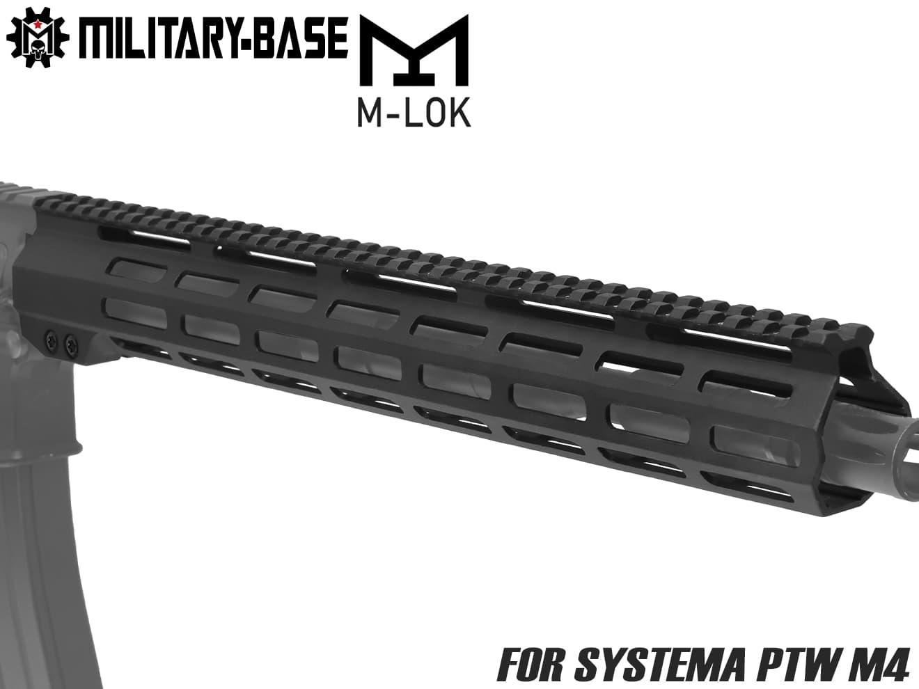MILITARY BASE ASタイプ M-LOK スリムライトウェイト レール for PTW [サイズ：7inch / 9inch / 10inch / 12inch / 13.5inch / 15inch / 17inch]