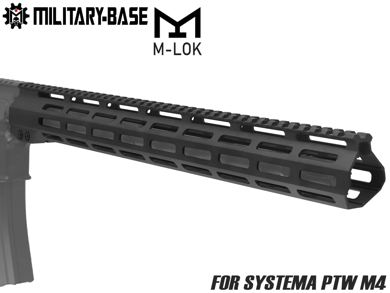 MILITARY BASE ASタイプ M-LOK スリムライトウェイト レール for PTW [サイズ：7inch / 9inch / 10inch / 12inch / 13.5inch / 15inch / 17inch]