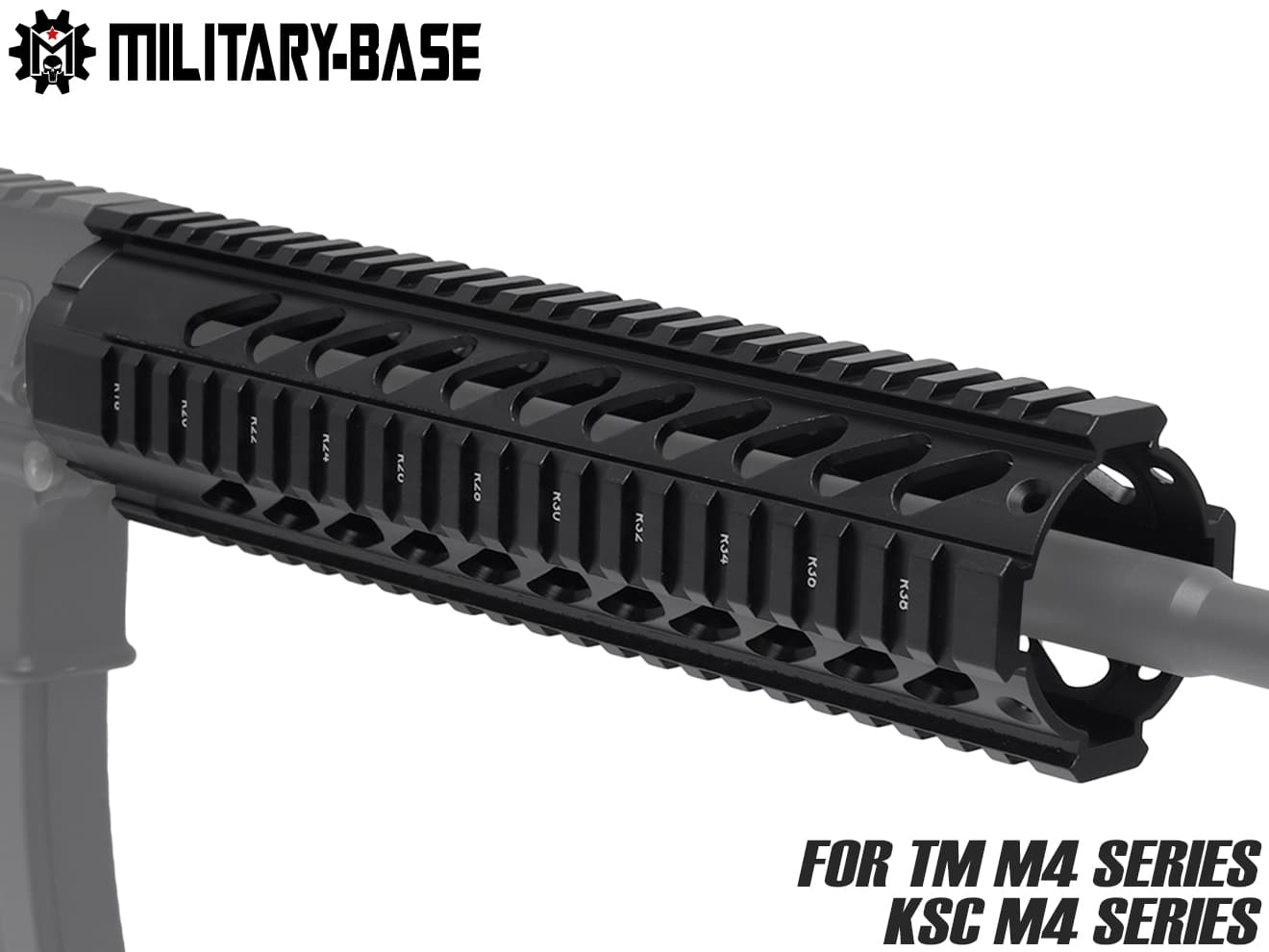 MILITARY BASE ASタイプ フリーフロート クアッドレール for マルイ / KSC M4シリーズ [サイズ：4inch / 7inch / 10inch / 12inch]