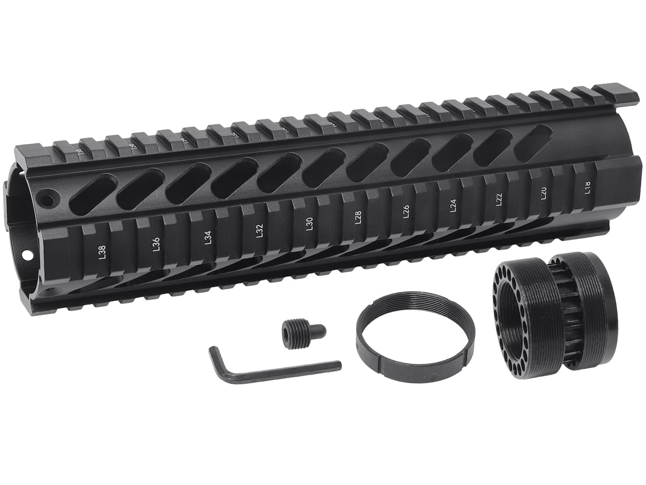 MILITARY BASE ASタイプ フリーフロート クアッドレール for マルイ / KSC M4シリーズ [サイズ：4inch / 7inch / 10inch / 12inch]