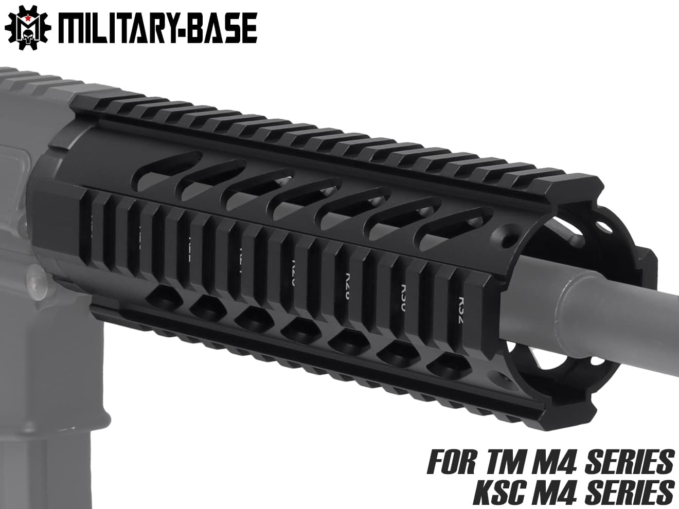 MILITARY BASE ASタイプ フリーフロート クアッドレール for マルイ / KSC M4シリーズ [サイズ：4inch / 7inch / 10inch / 12inch]